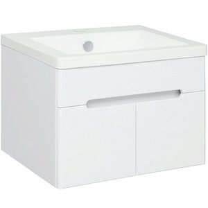 Изображение товара Подвесная белая тумба под раковину Runo Парма 60 из МДФ с двумя дверками
