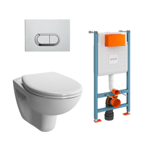 Изображение товара Инсталляция с унитазом Vitra Normus 9773B003-7206 L-box, безободковый, двойной смыв, белый