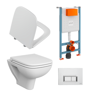 Изображение товара Инсталляция с унитазом Vitra Normus S20 L-box, с сиденьем с микролифтом, клавиша хром глянцевый, 9004B003 7207