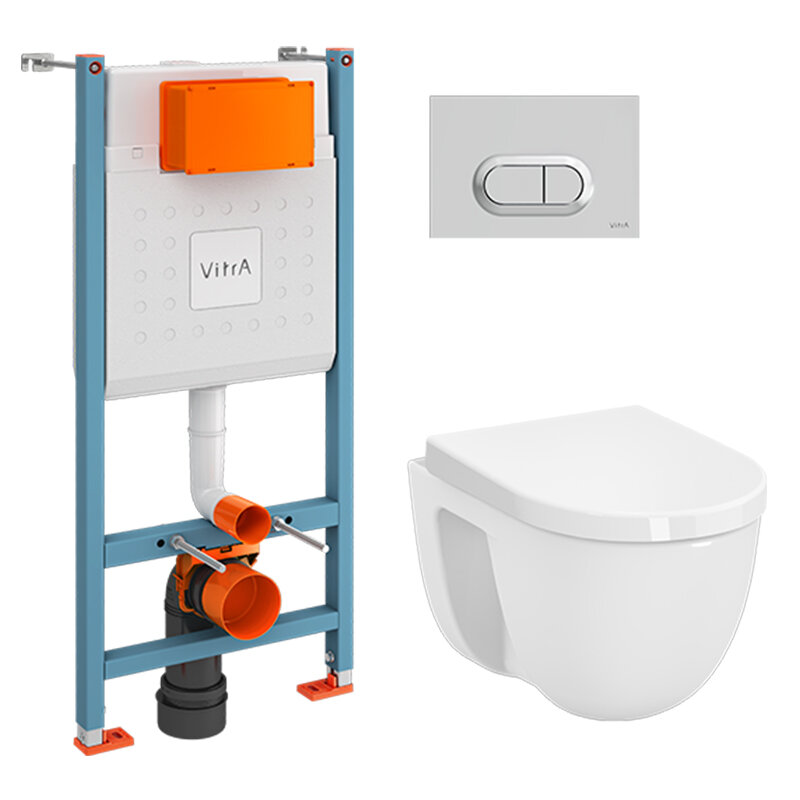 Изображение товара Инсталляция с унитазом Vitra S40 L-box, безободковый, белый, механическая