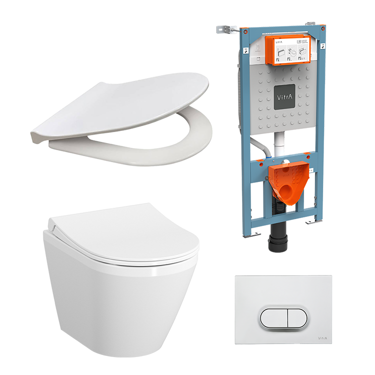 Изображение товара Инсталляция с унитазом VitrA Integra Round L-box, механическая, белая, с микролифтом