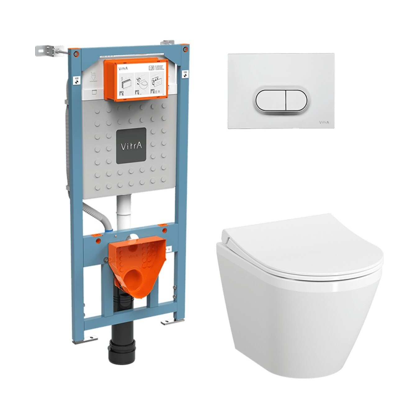 Изображение товара Инсталляция с унитазом VitrA Integra 9004B003-7202 Round L-box, с толстым быстросъёмным сиденьем с микролифтом, клавиша хром матовый Изображение товара Инсталляция с унитазом VitrA Integra 9004B003-7202 Round L-box, с толстым быстросъёмным сиденьем с микролифтом, клавиша хром матовый