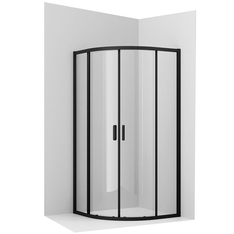 Изображение товара Душевой уголок Ambassador Kingston 80x80x200 см с раздвижными дверями, черный профиль
