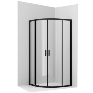 Изображение товара Душевой уголок Ambassador Kingston 100x100 см раздвижные двери черный профиль прозрачное стекло