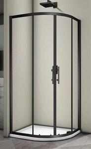 Изображение товара Душевой уголок Veconi Rovigo 100 x 100 см, дверь раздвижная, стекло прозрачное, профиль черный матовый, RV07B-100-01-C3