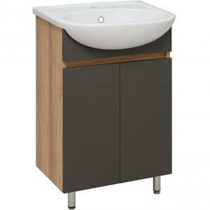 Изображение товара Тумба под раковину Runo Лада 50 графит с раковиной 500х420 мм