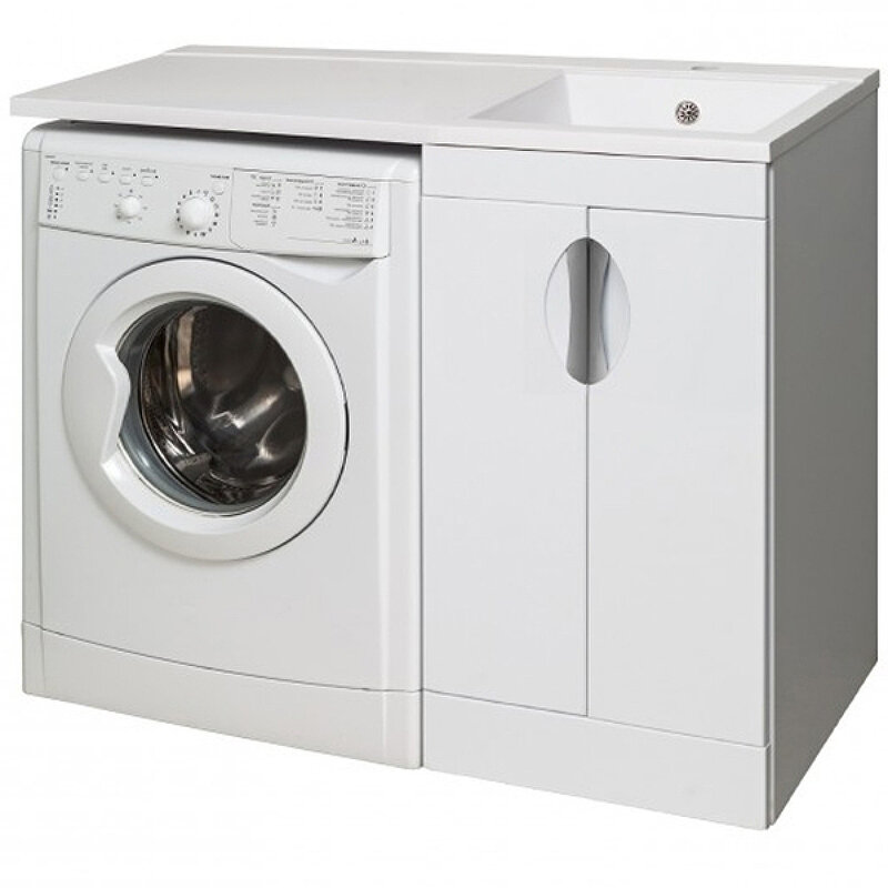 Изображение товара Тумба под раковину Runo Лира 45 со стиральной машиной белая Россия