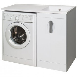 Изображение товара Тумба под раковину Runo Лира 45, для установки со стиральной машиной, крыло слева, белая, 00-00000144