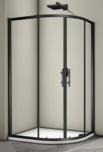 Изображение товара Душевой уголок Veconi Rovigo 100 x 90 см, дверь раздвижная, стекло прозрачное, профиль черный матовый, RV08B-10090-01-C3