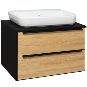 Изображение товара Тумба под раковину Runo Мальта 70, подвесная, дуб/черный, 00-00001097