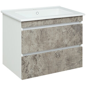 Изображение товара Тумба под раковину Runo Манхэттен 75, подвесная, белая/серый бетон, 00-00001019