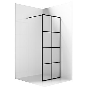 Изображение товара Душевая стенка Ambassador Walk-in, 100 х 200 см, стекло прозрачное с рисунком клетка, профиль черный, 15031240