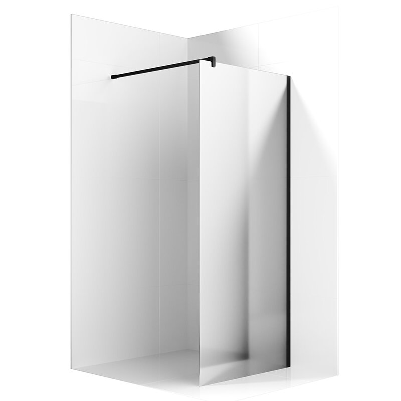 Изображение товара Душевая стенка Ambassador Walk-in 100x200 см зеркальное стекло черный профиль