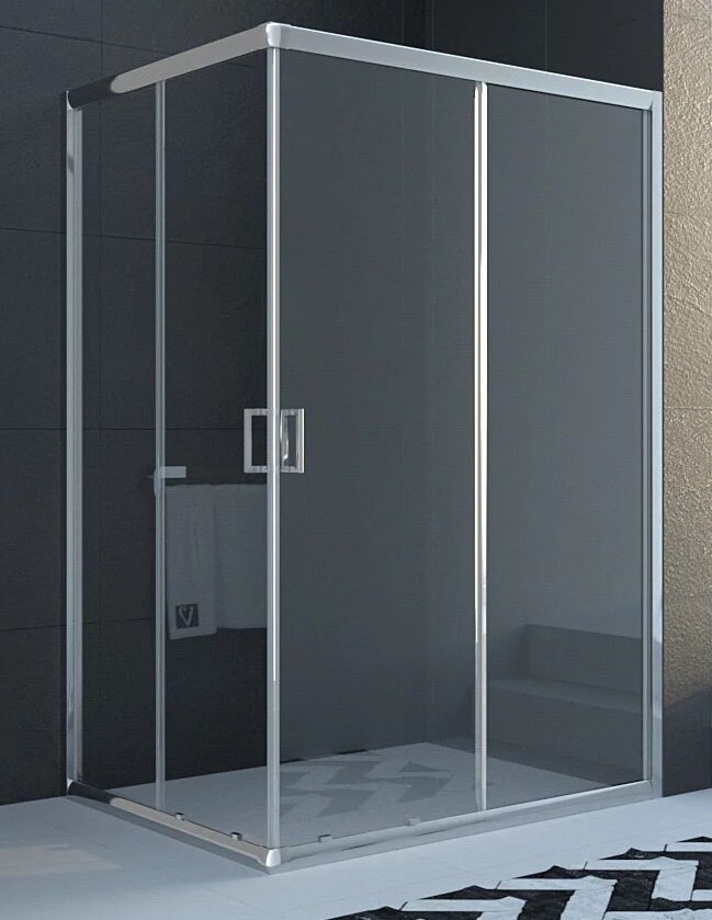 Изображение товара Душевой уголок Veconi Rovigo 100x90 см раздвижная дверь прозрачное стекло хром