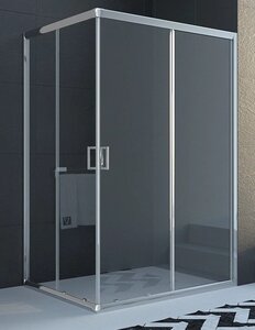 Изображение товара Душевой уголок Veconi Rovigo 100 x 90 см, дверь раздвижная, стекло прозрачное, профиль хром, RV10-10090-01-C5