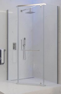 Изображение товара Душевой уголок Veconi Rovigo 80 x 80 см, дверь распашная, стекло текстурное (Pear), профиль хром, RV36-80-01-C5