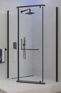 Изображение товара Душевой уголок Veconi Rovigo 100 x 100 см, дверь распашная, стекло прозрачное, профиль черный матовый, RV36B-100-01-C5