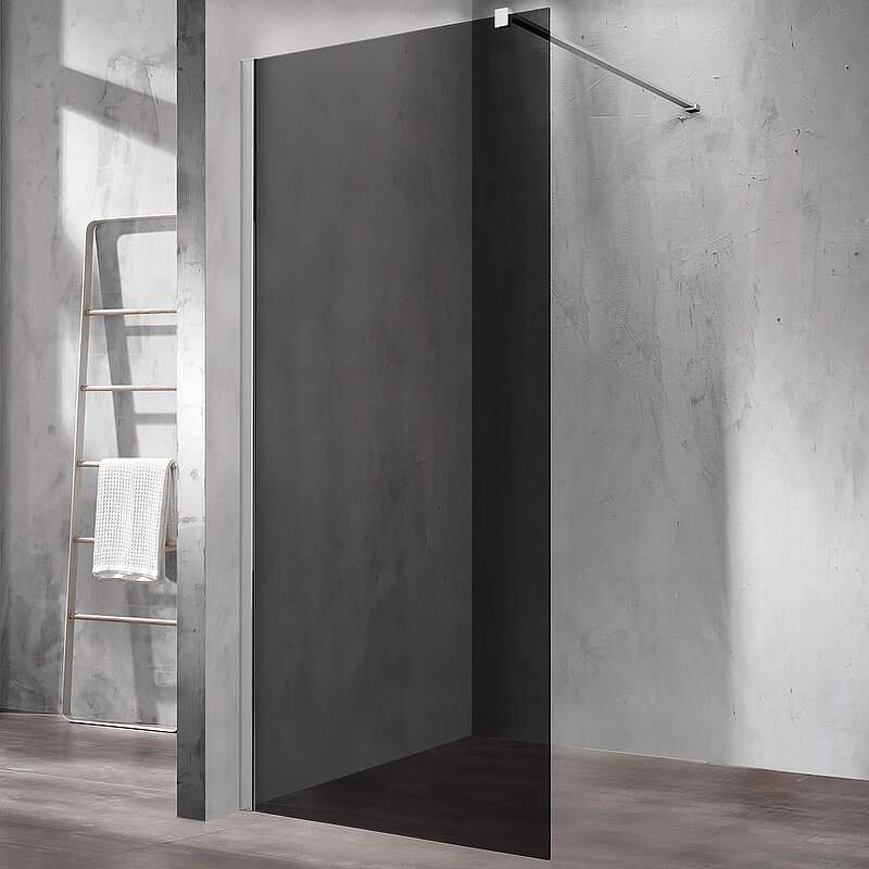 Изображение товара Душевая стенка Vincea Walk-In VSW-1H800CGGM 80 см со свободным входом, кронштейн обрезной, стекло тонированное, профиль воронёная сталь Изображение товара Душевая стенка Vincea Walk-In VSW-1H800CGGM 80 см со свободным входом, кронштейн обрезной, стекло тонированное, профиль воронёная сталь