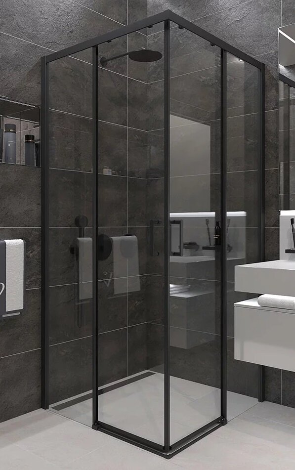 Изображение товара Душевой уголок Veconi Rovigo 90x90 с раздвижными дверями и прозрачным стеклом