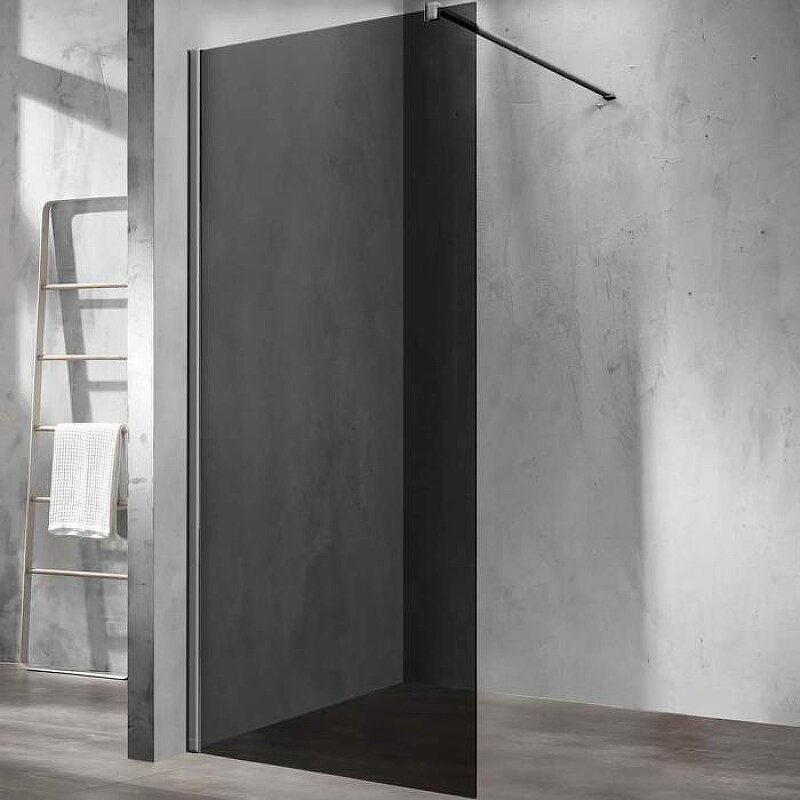 Изображение товара Душевая стенка Vincea Walk-In 90 см со свободным входом, стекло тонированное, профиль воронёная сталь, gunmetal, VSW-1H900CGGM