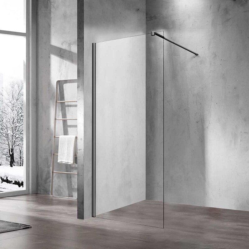 Изображение товара Душевая стенка Vincea Walk-In 100 см со свободным входом, прозрачное стекло, профиль воронёная стал