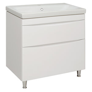 Изображение товара Тумба под раковину Runo Афина 80 белая с керамической раковиной