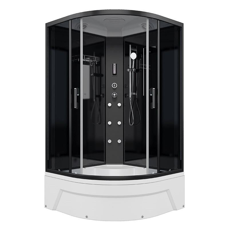 Изображение товара Душевой бокс Erlit Comfort 120 x 120 см, четверть круга, стекло тонированное, профиль черный, ER5720TB4 Изображение товара Душевой бокс Erlit Comfort 120 x 120 см, четверть круга, стекло тонированное, профиль черный, ER5720TB4