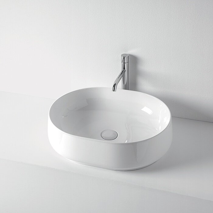 Изображение товара Керамическая накладная раковина Kerasan F10 56 см белая угловая глянцевая