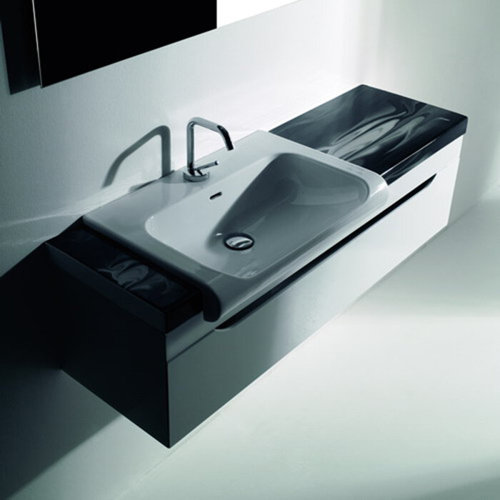 Изображение товара Раковина Kerasan Inka 60 см белая с фартуком и переливом