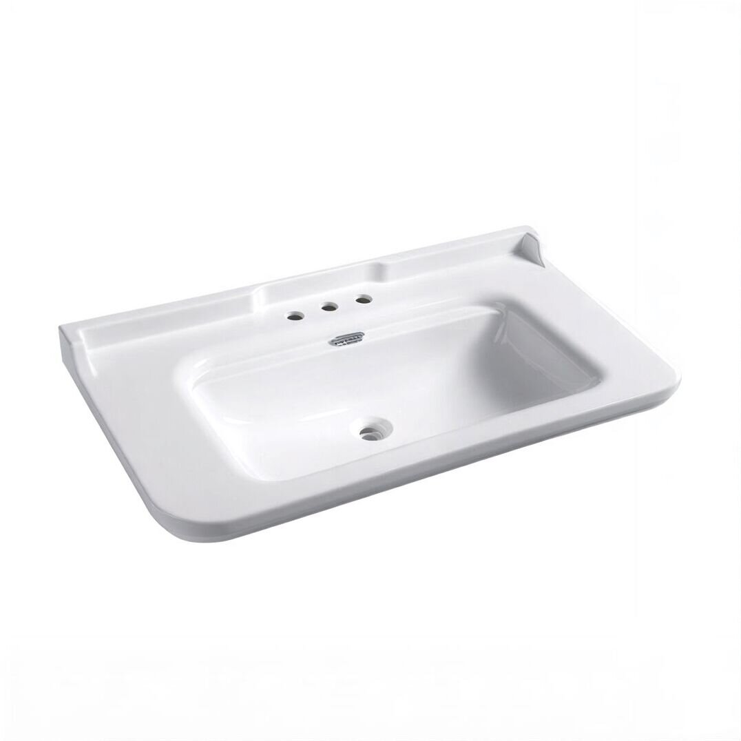 Изображение товара Раковина Kerasan Waldorf 4144K1bi/cr*3, 120 см, 3 отверстия под смеситель, белая, заглушка хром Изображение товара Раковина Kerasan Waldorf 4144K1bi/cr*3, 120 см, 3 отверстия под смеситель, белая, заглушка хром