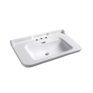 Изображение товара Раковина керамическая Kerasan Waldorf 4142K1bi/cr*3 100 см, белая, 3 отверстия, заглушка хром