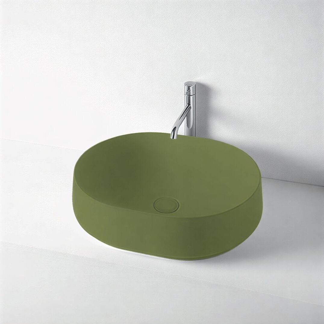 Изображение товара Раковина накладная Kerasan F10 56x44 см зелёный матовый Verde Matt Изображение товара Раковина накладная Kerasan F10 56x44 см зелёный матовый Verde Matt