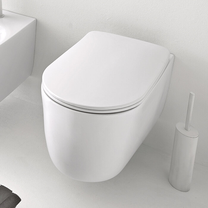 Изображение товара Подвесной унитаз Kerasan Nolita безободковый с креплениями WB9N белый матовый