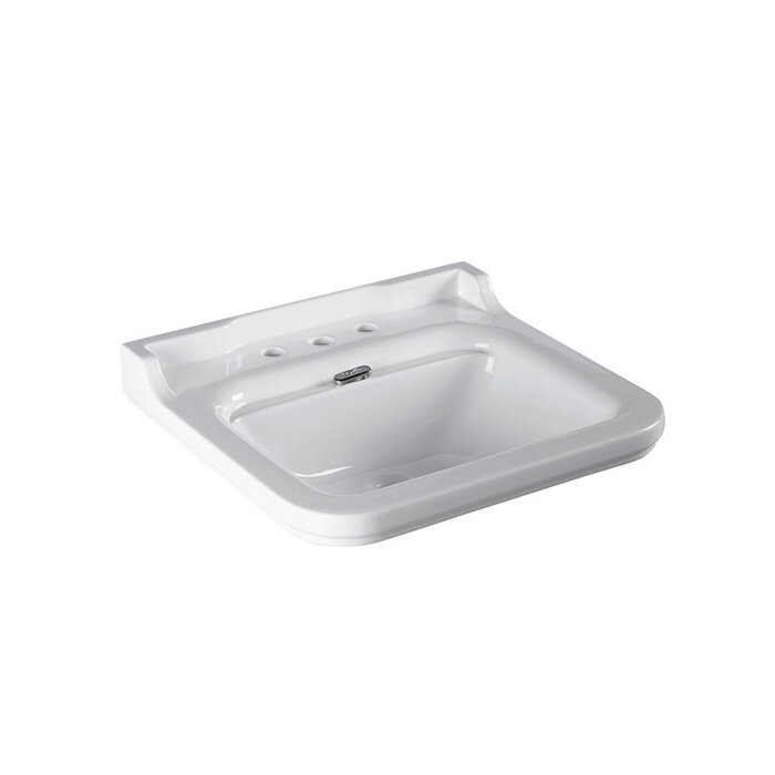 Изображение товара Раковина Kerasan Waldorf 4140K1bi/cr*3, 60 см, 3 отверстия под смеситель, белая, заглушка хром Изображение товара Раковина Kerasan Waldorf 4140K1bi/cr*3, 60 см, 3 отверстия под смеситель, белая, заглушка хром