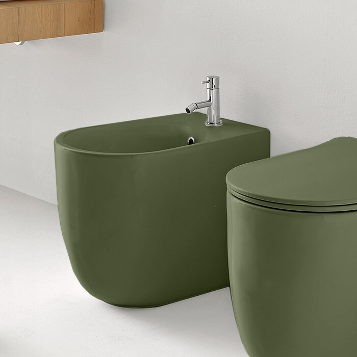 Изображение товара Биде напольное Kerasan Nolita 532011*1 с креплениями WB5N, цвет verde muschio зеленый мох матовый