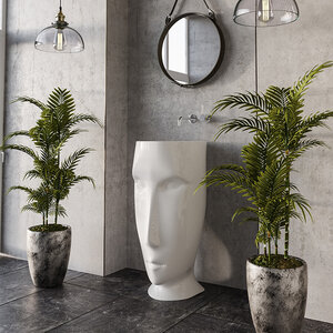 Изображение товара Раковина напольная Kerasan Artwork 474001 Moloco, с отверстием для слива в стену, цвет белый