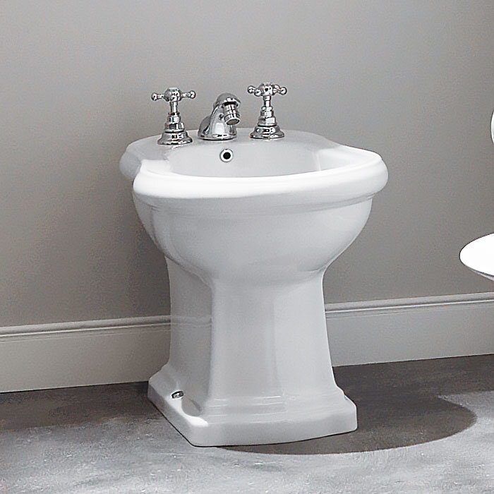 Изображение товара Напольное биде Kerasan Retro 102001*3 белое с тремя отверстиями для смесителя