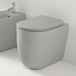 Изображение товара Унитаз приставной Kerasan Nolita 531859 безободковый, с креплениями WB5N, цвет Grigio matt светло-серый матовый