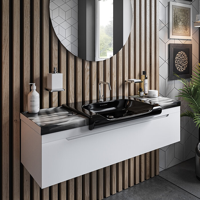 Изображение товара Тумба под раковину Kerasan Inka Project 120 см подвесная белая глянцевая