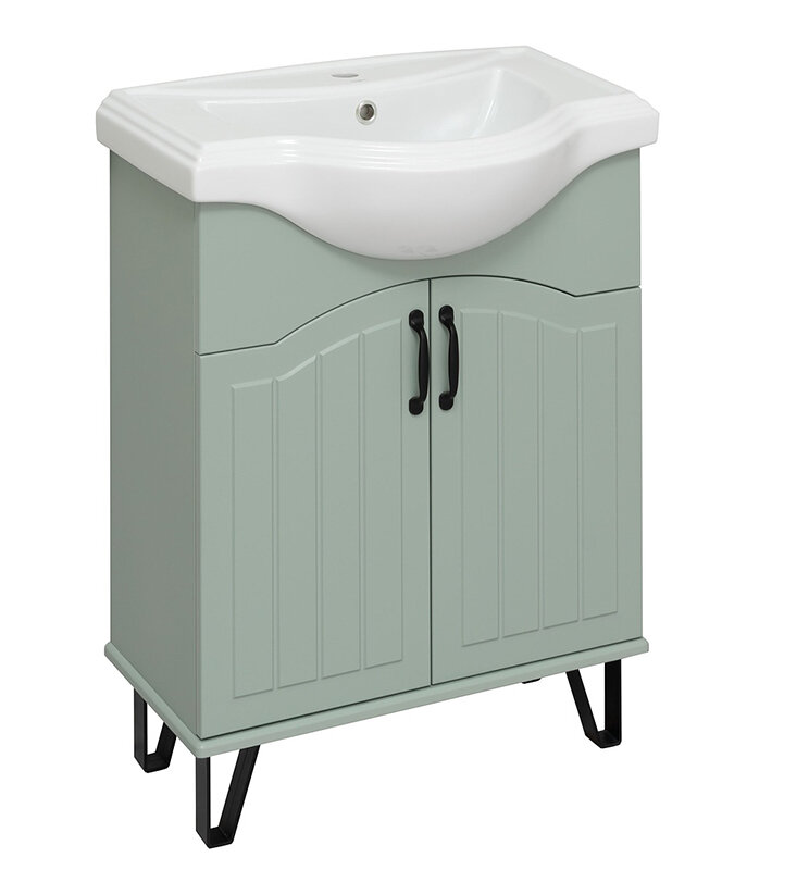 Изображение товара Тумба под раковину Runo Марсель 65 мятная напольная с раковиной Классик