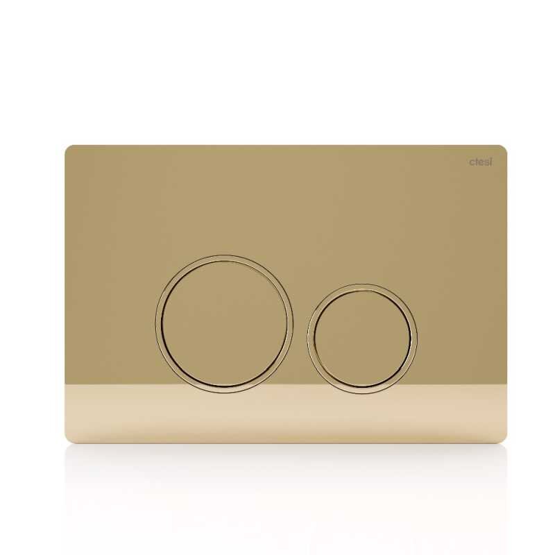 Изображение товара Клавиша смыва Ctesi Round BK0202128 золото для унитаза, механическая, двухрежимная