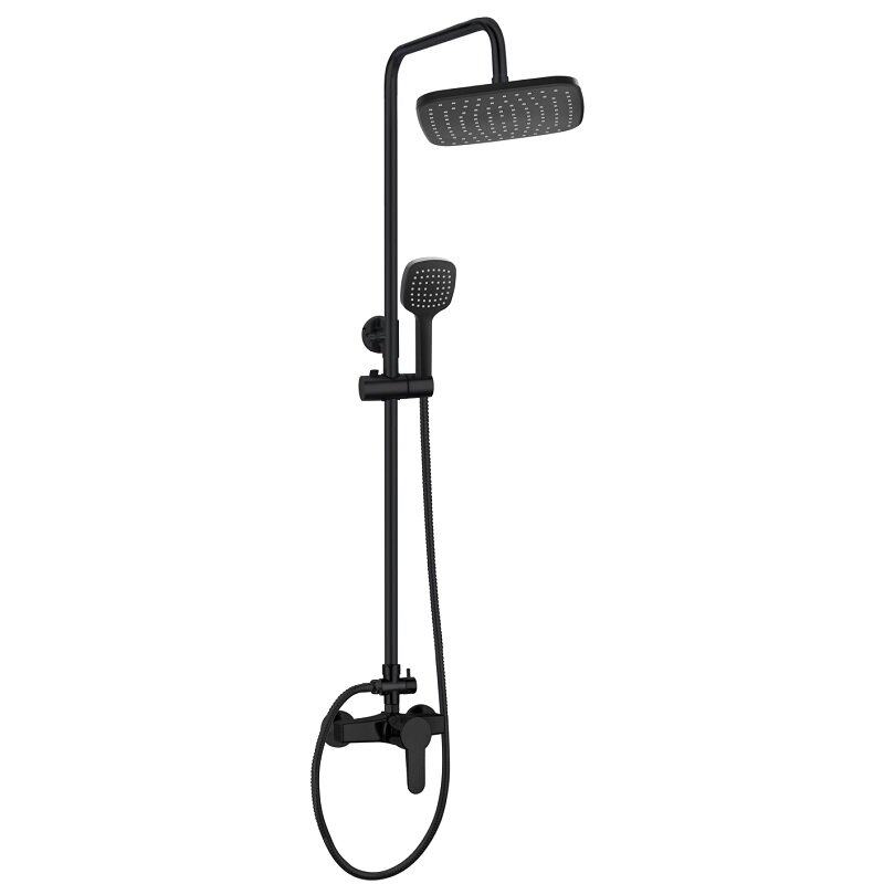 Изображение товара Полимерная душевая система OneLife черный матовый P01-912b с верхним и ручным душем