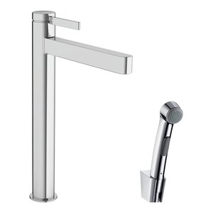 Изображение товара Смеситель для раковины Hansgrohe Finoris, 76220000, с гигиеническим душем и донным клапаном Push-Open, хром