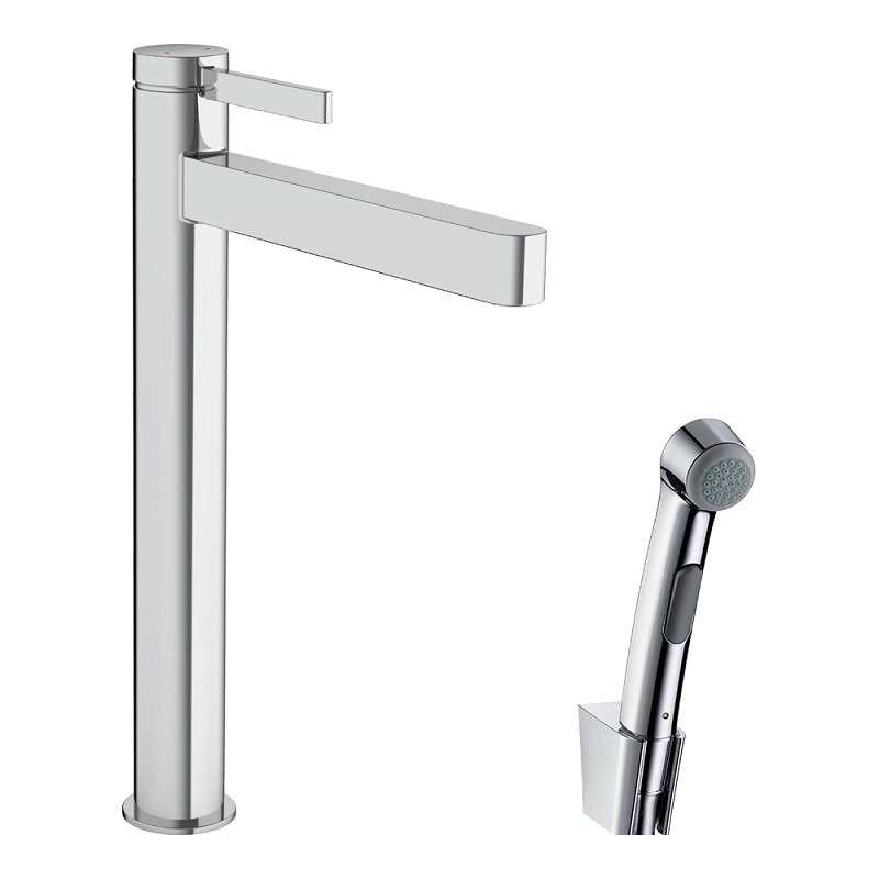 Изображение товара Смеситель для раковины Hansgrohe Finoris, 76220000, с гигиеническим душем и донным клапаном Push-Open, хром