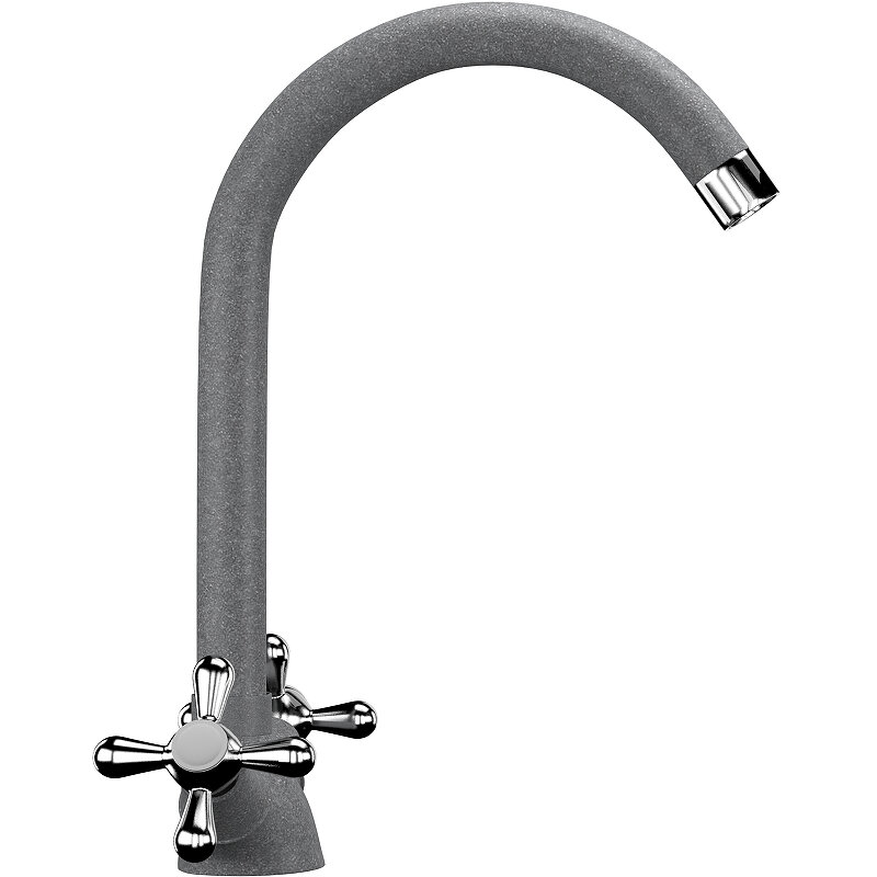 Изображение товара Смеситель для кухни Ulgran U-012 графит двухрычажный с поворотным изливом