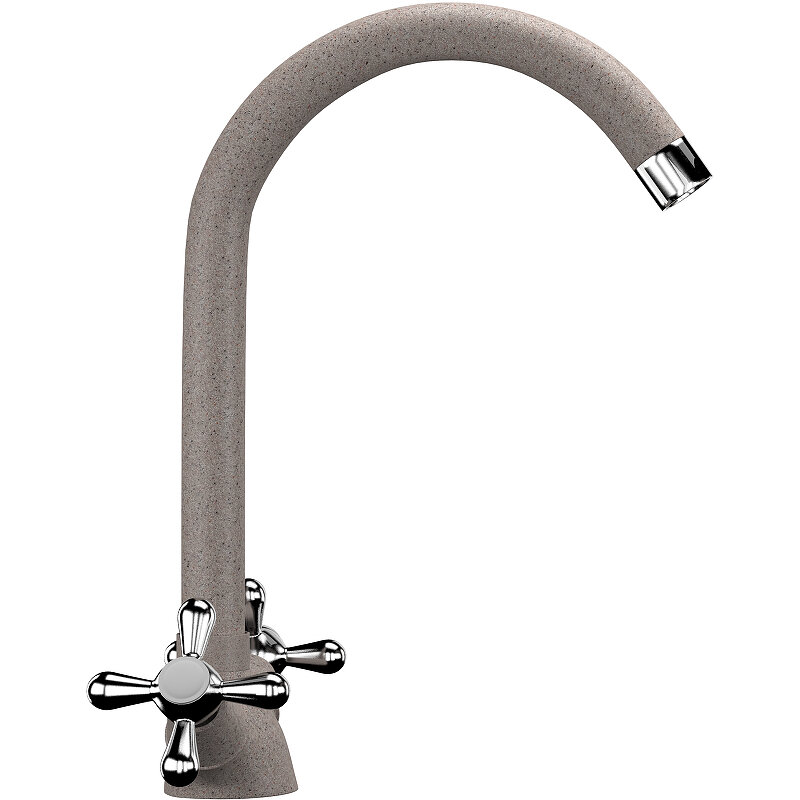 Изображение товара Смеситель для кухни Ulgran U-012 U-012-302 песочный двухрычажный с поворотным изливом