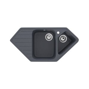 Изображение товара Ulgran U-409 U-409-343: двухчашевая кухонная мойка, 97 см, антрацит Изображение товара Ulgran U-409 U-409-343: двухчашевая кухонная мойка, 97 см, антрацит