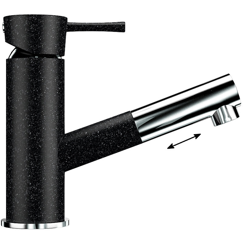 Изображение товара Смеситель кухонный Ulgran U-009 U-009-308 с вытягиваемым изливом черный матовый