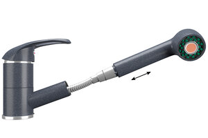 Изображение товара Смеситель для кухни Ulgran U-002 U-002-343, с выдвижным изливом, цвет антрацит матовый