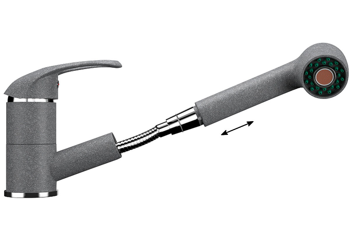 Изображение товара Смеситель для кухни Ulgran U-002 U-002-342 с выдвижным изливом, графитовый